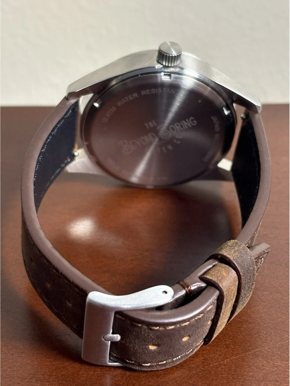 Beyond Boring Men's Quartz Watch Blue Dial Brown Leather Strap 100m Box